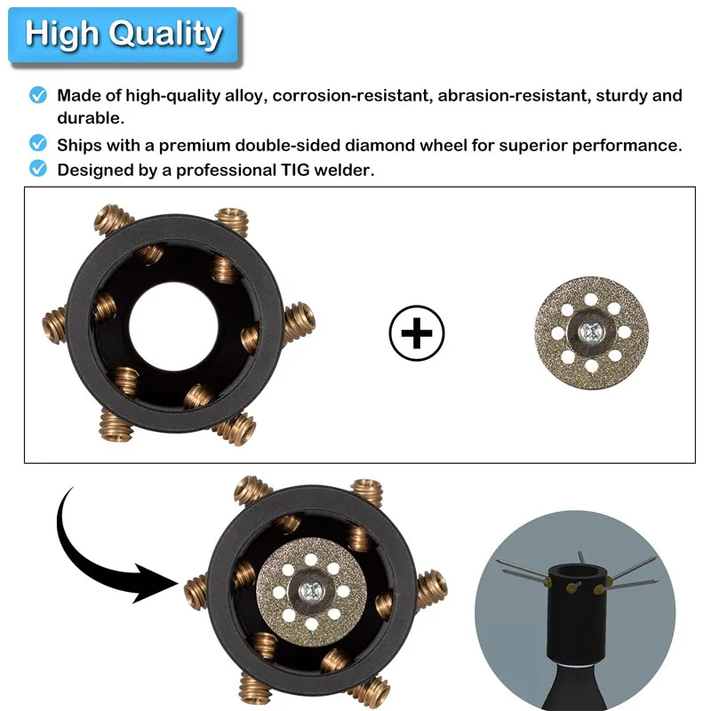 Tungsten Electrode Sharpener Sharpening Grinder Head TIG Welding Welder Tool With Flat Grinding Block Cut-Off Slot Multi-Angle