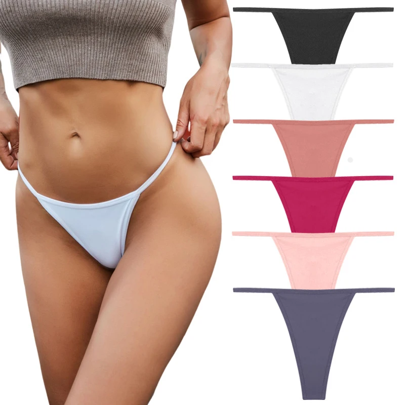 

Women Female Underpants G-String Low Waist Panties Intimate Lingerie Solid Color Thong Cotton T-back Pantys Comfortable Sexy