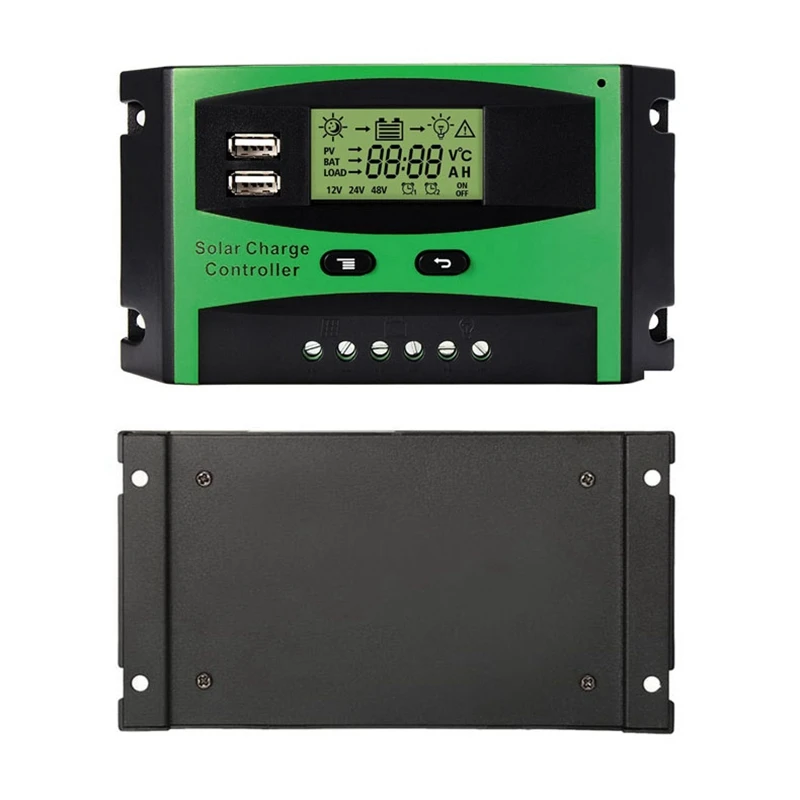 LBER 2X 30A 12V 24V 태양 컨트롤러 LCD 기능 듀얼 USB 5VDC 출력 태양 전지 패널, 배터리 충전 레귤레이터