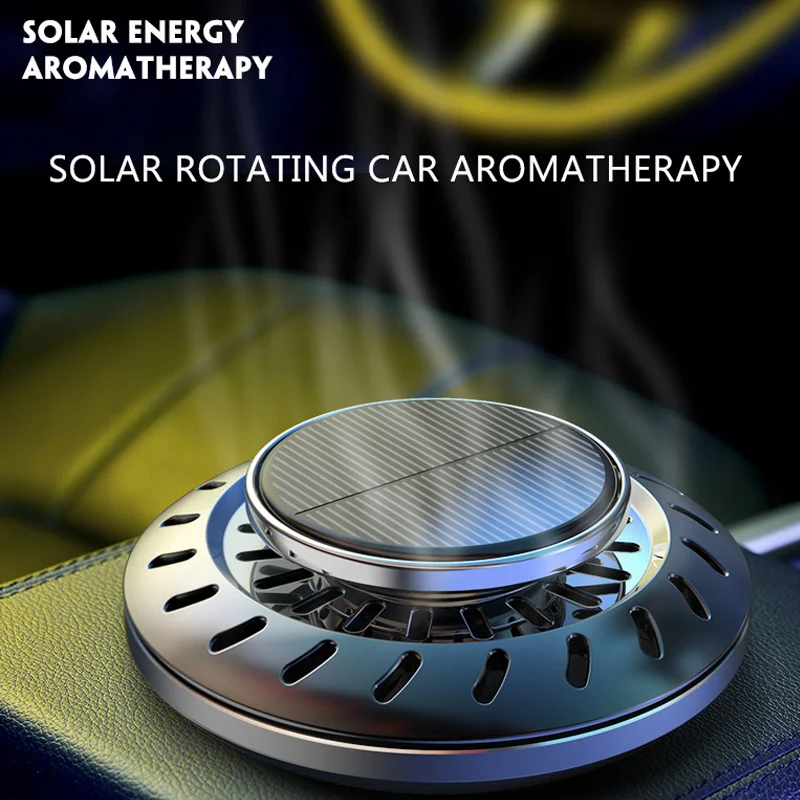 SEAMETAL Solar Car Air Freshener Automatic Rotation Essential Oil Diffuser  Alloy Solar Energy Auto Aromatherapy Remove Odor - AliExpress