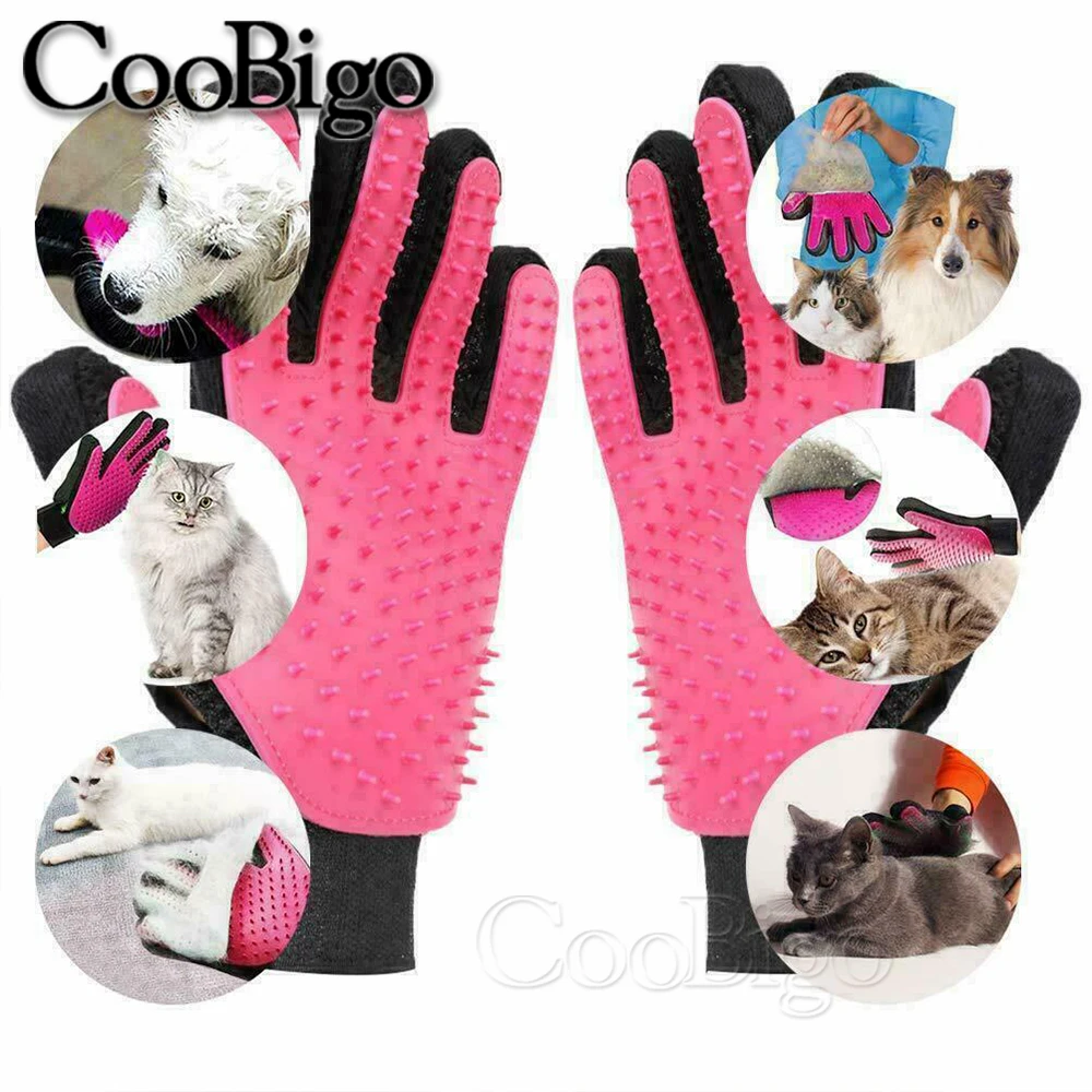 Silicone Pet Dogs Cats Grooming Gloves Mitten Deshedding Cleaning Animal Hair Remover Brush Scratcher Pets Combing Massage