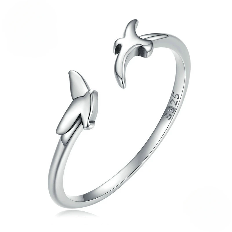 

TKJ Openings Adjustable 925 Sterling Silver Simple Bird Ring Jewelry Gift for Girlfriend Woman