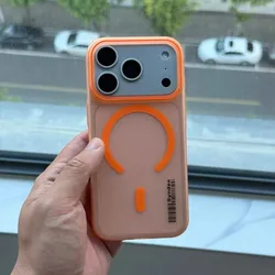 Luxury Matte Translucent Magnetic Phone Case with MagSafe Compatibility - iPhone 16 Pro Max (Orange)