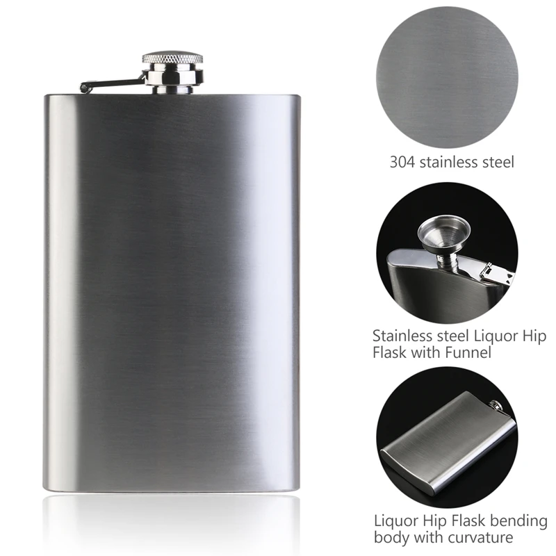 1 2 3 4 5 6 7 8 9 10 12 18oz Stainless Steel Hip Flask with Funnel Pocket Hip Flask Alcohol Whiskey Hip Flask Screw Cap images - 6