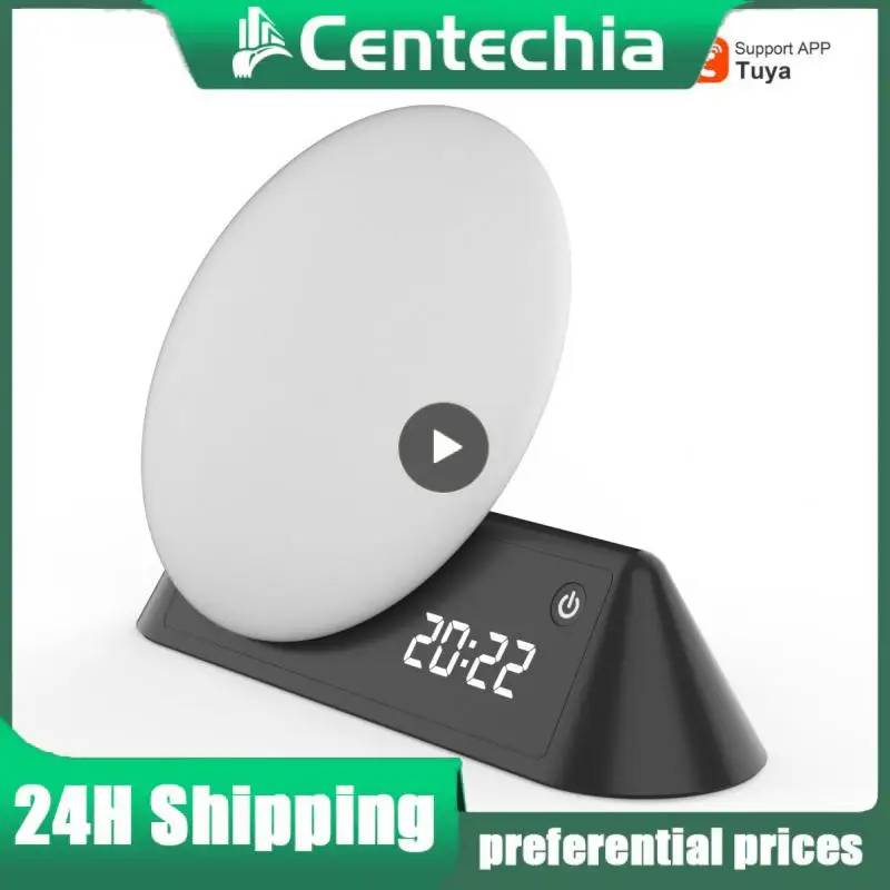 

Ночник с часами для спальни 10 цветов работает с приложением Alexa Home Tuya с 15 успокаивающими звуками и будильником