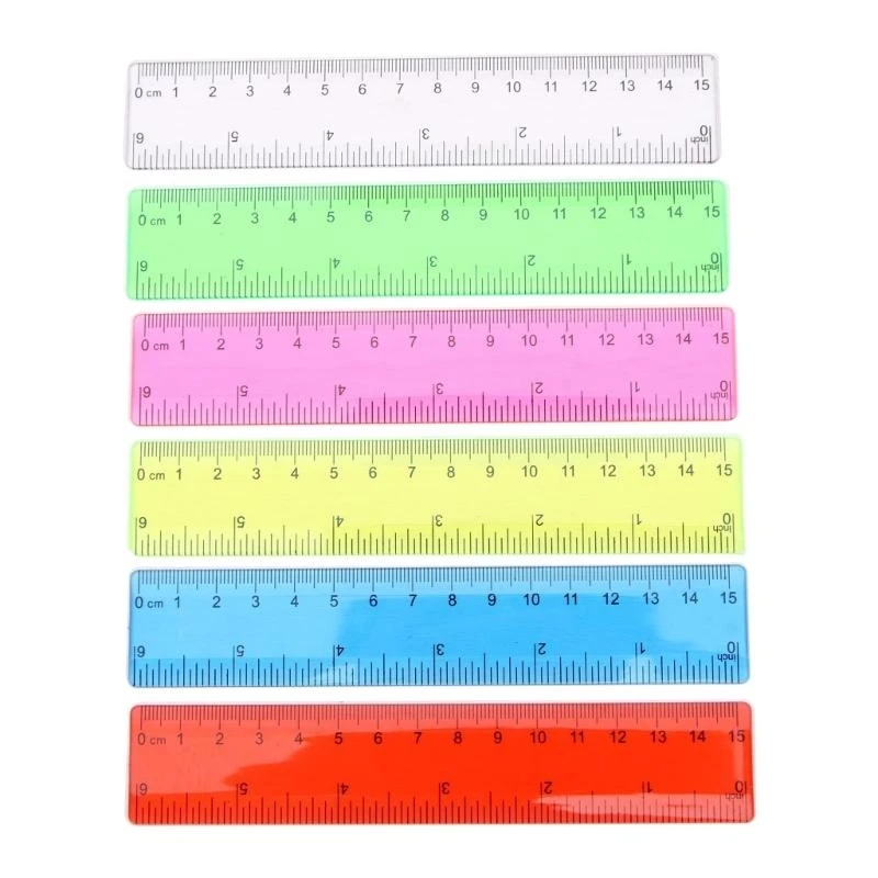 8 조각 6 인치 투명 눈금자 플라스틱 눈금자 직선 비산 방지 눈금자 수학 용품 학교 사무실 측정 도구