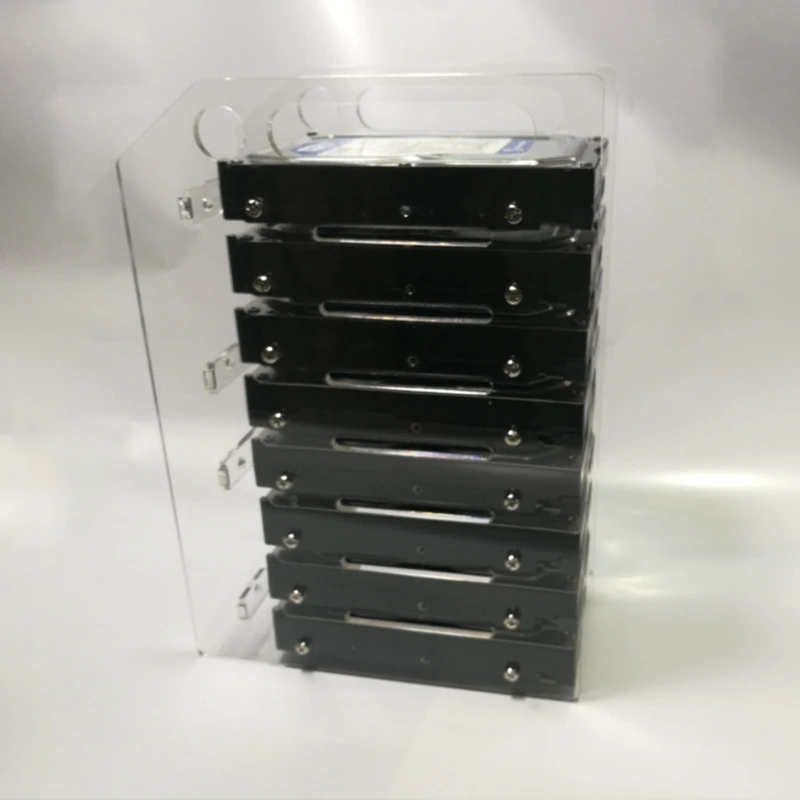 Multi-Layer SSD Rack for 3.5" Hard External Deskeop Bracket Hard Disk Box Transparent with Fans Space