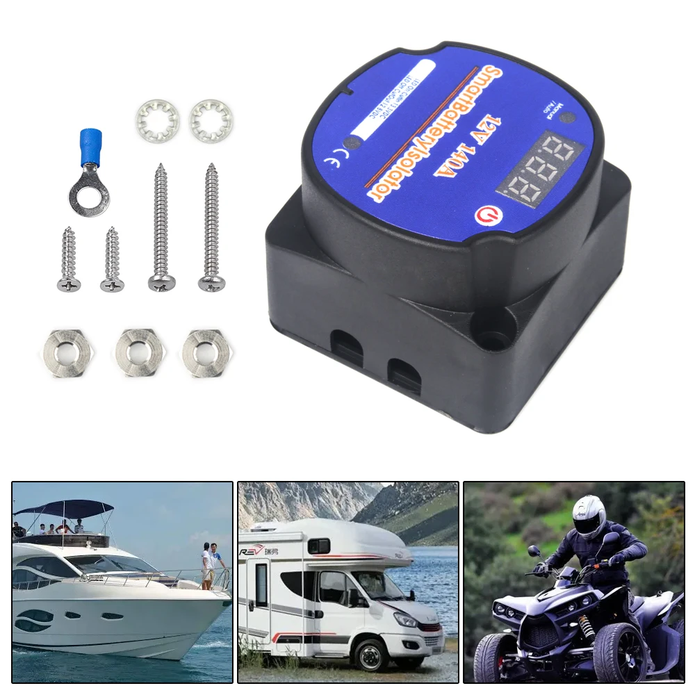 Digital Display Voltage Sensitive Split Charge Relay Vsr 12V 140A For Camper Car Rv Yacht Steamer Smart Dual Battery Isolator