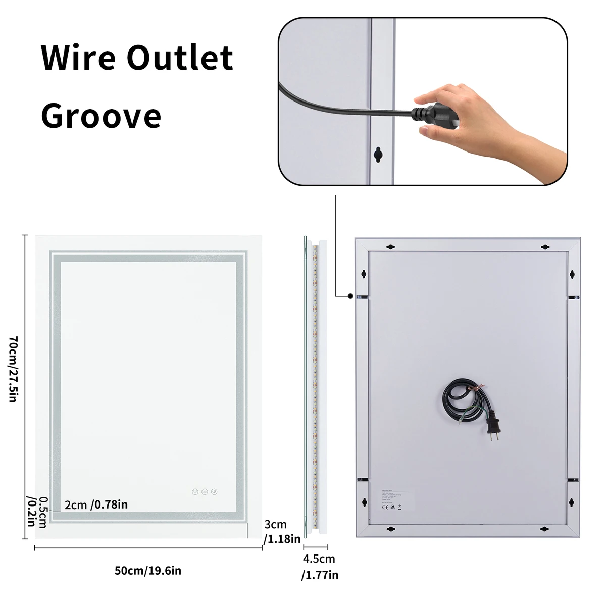 20x28 Inch Led  Rectangle Mirror for Bathroom with Front Light and Backlit Anti Fog Function Wall Backlit Decor Vanity Mirrors — view 6