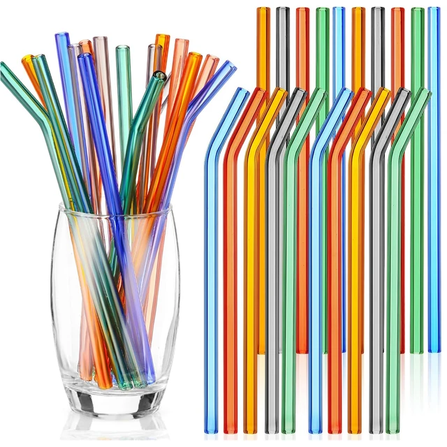 Pailles en verre réutilisables de 20cm, 4 pièces, colorées pour boissons,  jus, pailles de Cocktail écologiques, Bar - AliExpress