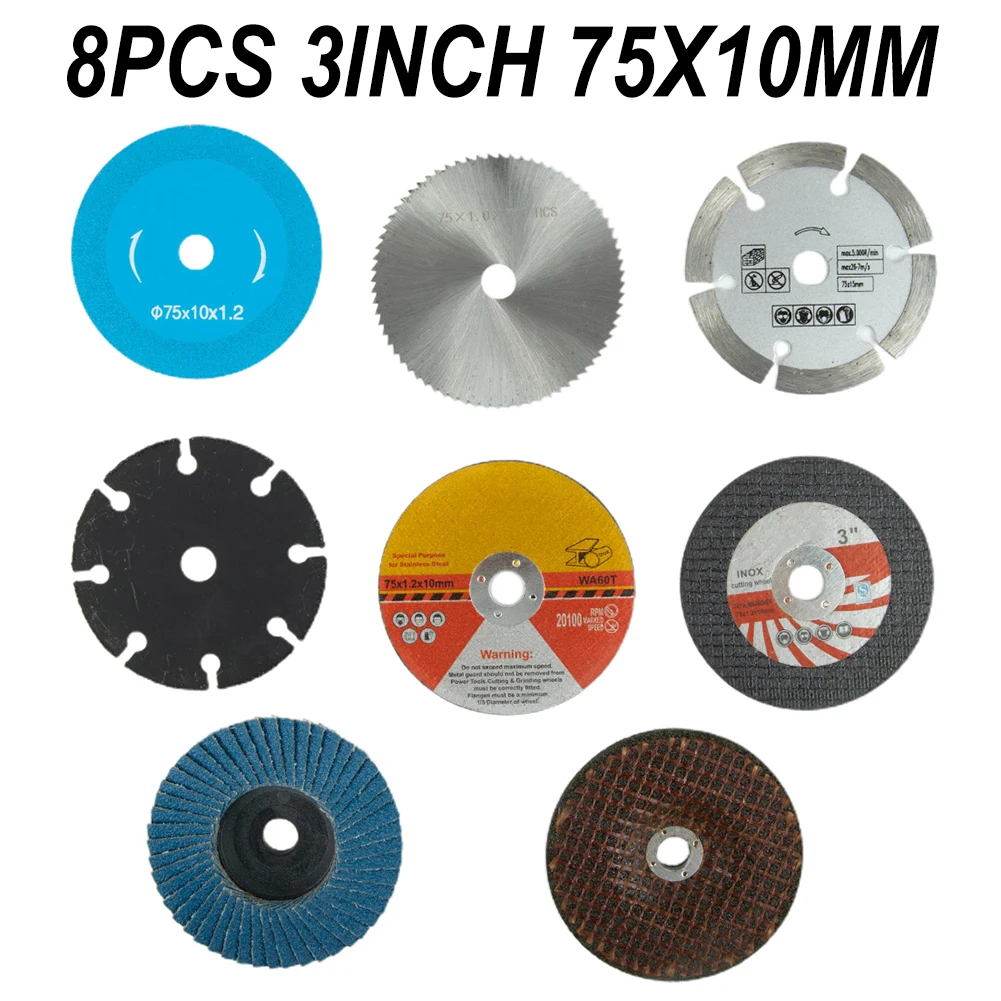 

Angle Grinder Cutting Disc 3 Inch HSS Saw Blade 8Pcs Angle Grinder Accessories Attachment Carbite Cutting Disc