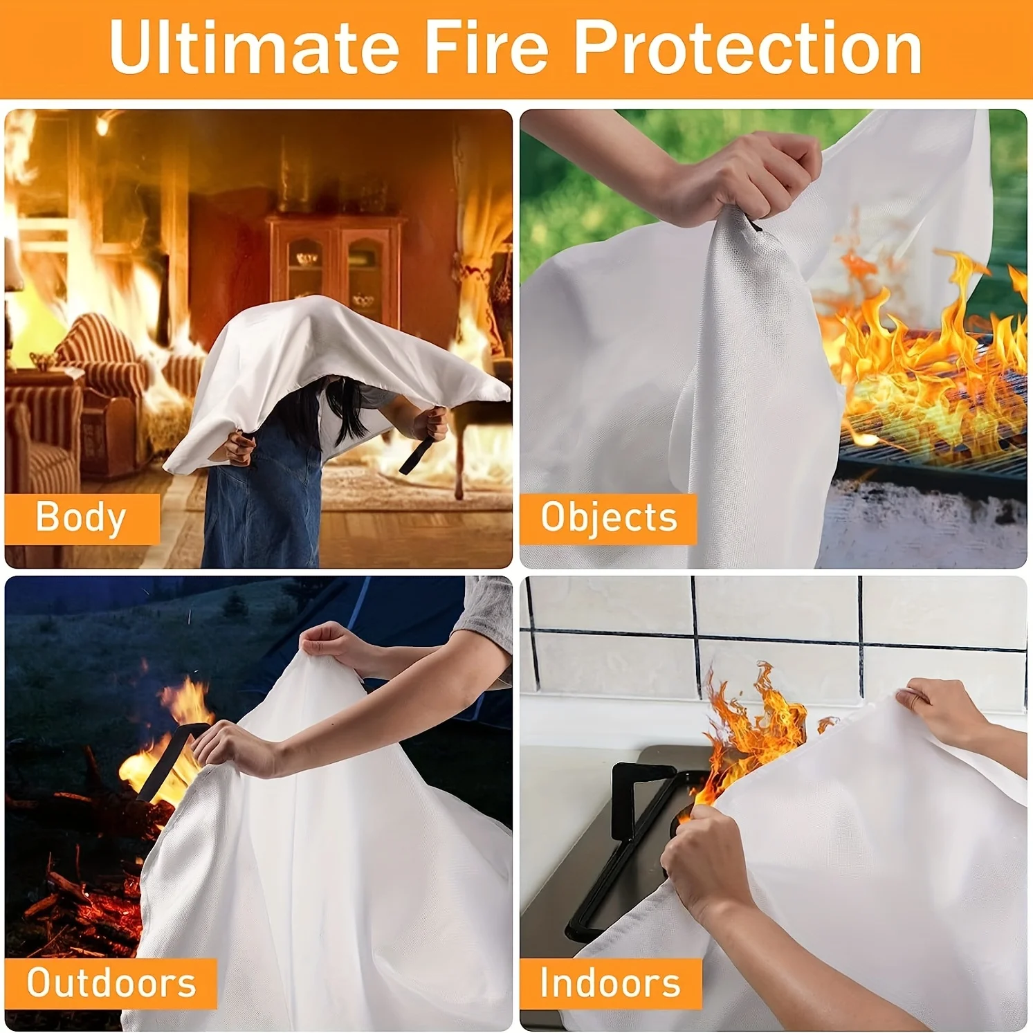 Fire Blanket, Emergency Fire Suppression Blanket for Home and Kitchen, Prepared Fiberglass Blanket Hero Great for School, F
