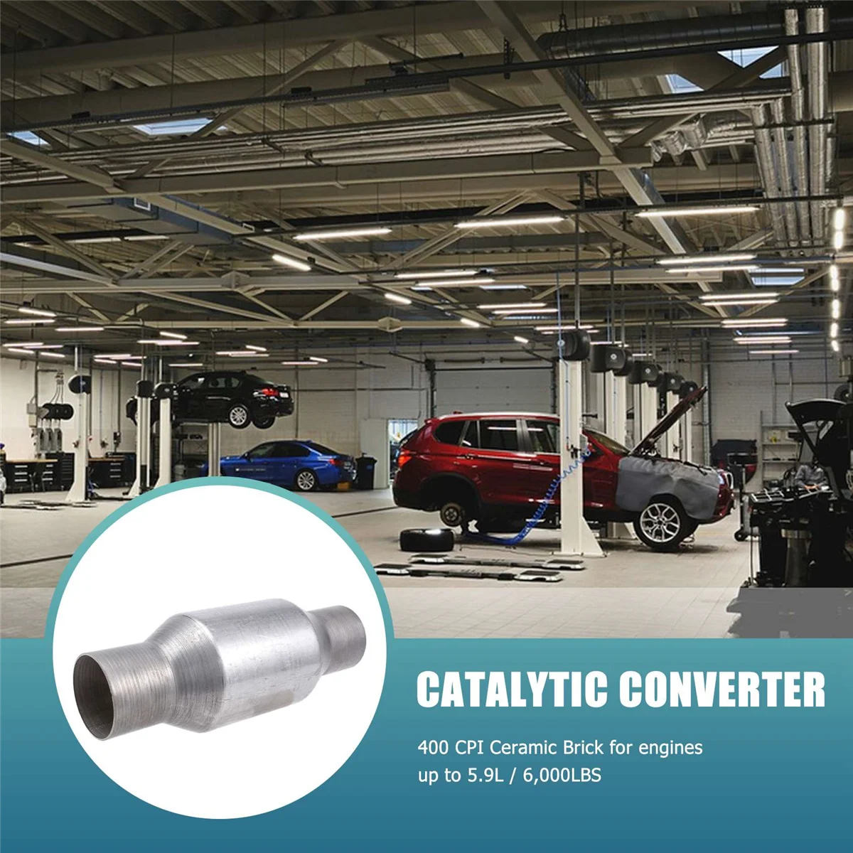 Catalytic converter 2.5inch Spun Universal Catalytic Converter High Flow Stainless Steel 425250 Exhaust Catalytic Converter 1Pcs