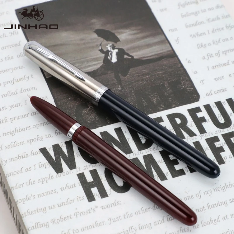 JINHAO 클래식 만년필, 실버 캡, 엑스트라 파인 펜촉, 0.5mm 잉크 펜, 학교 사무용품, 문구 펜, 86 송진
