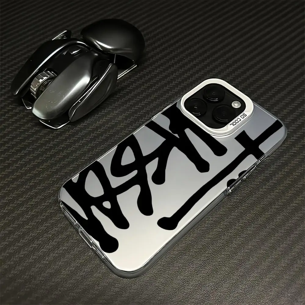 Die abstrakte Kunst in der schwarzen Schriftart ist für iPhone 17, 16, 15, 14, 13, 12, 11, Pro Max, stoßfest und gegen Fingerabdrücke geeignet