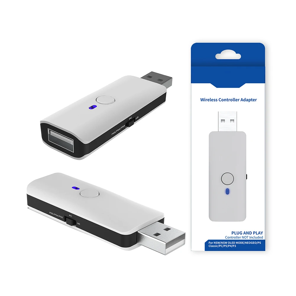 페어링 단추 있는 블루투스 호환 컨트롤러 컨버터, LED 무선 USB 어댑터, PS5, PS4 게임 액세서리