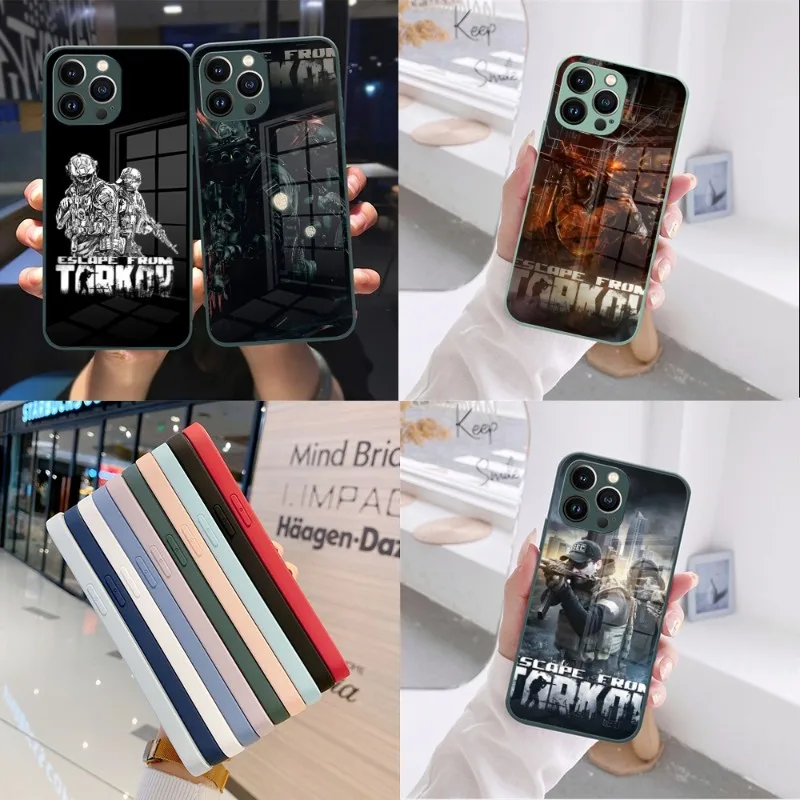 Game Escape From Tarkov Custodia Per Telefono Vetro Verde Scuro Per Iphone 13 14 12 11 Pro Xs Max Plus Mini X Xr 8 7 6S Se2020 Cover