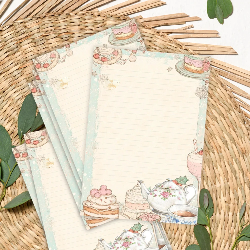 30 fogli. Carta da Lettere B5 Disegnata a Mano, Stile Acquerello, Blocco Note Staccabile, Adatto per Scrivere Lettere - immagine 4