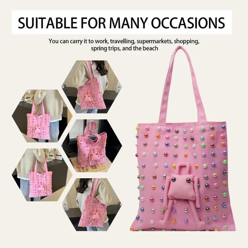 Modern Fashionable Canvas Bag Shoulder Bags Casual Travel Large Capacity Handbag E74B