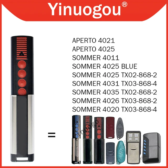 SOMMER 4020 TX03-868-4 4026 4031 Garage Door Remote Control 868MHz Handheld Transmitter For SOMMER APERTO 4025 4021 Gate Opener 2