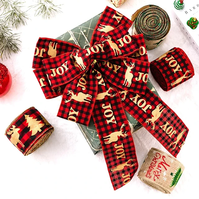 Christmas Tree Ribbon Decoration Burlap  Red Wired Ribbon Christmas Tree -  5m Burlap - Aliexpress