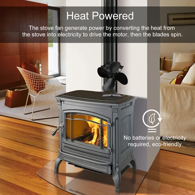 4 Blades Heat Ultra Quiet Fireplace Powered Stove Fan Wood Burning Eco Fan  for Efficient Heat Distribution - AliExpress