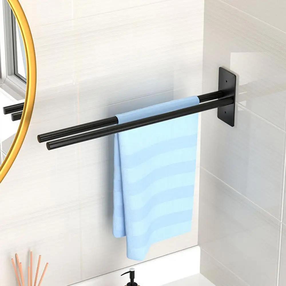 Description Picture 4 of itemAdhesive Bath Towel Bar Self Adhesive Hand Towel Holder Carbon Steel Bath Wall Shelf Rack Towel Stick On Sticky Hanger Double