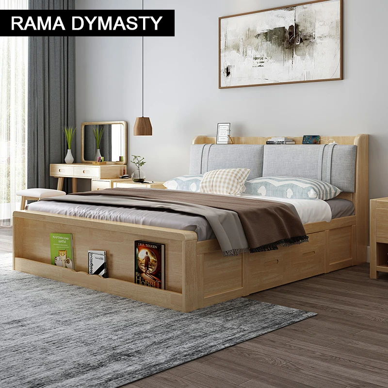 Cama Doble 180x200 Cm Con USB, Luces LED Y Mesitas - Madera Robusta Y Almacenamiento Extra