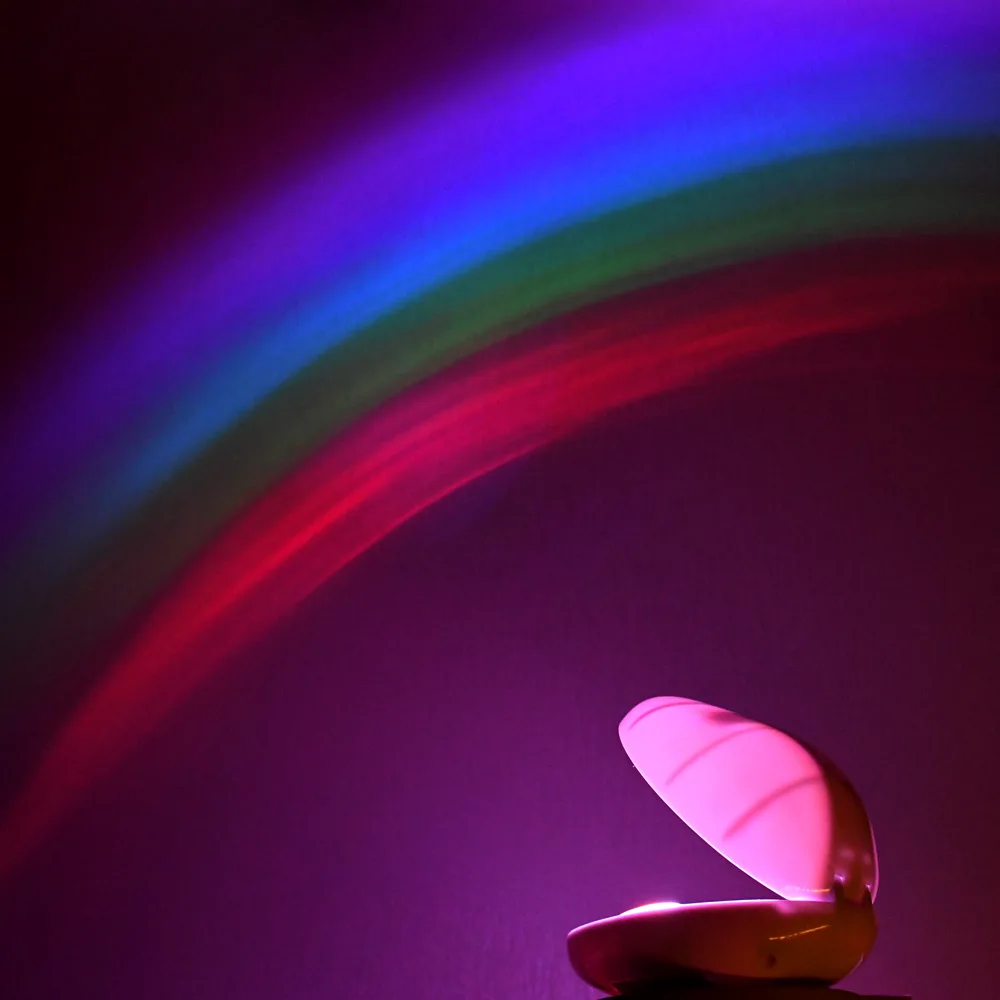 LED Rainbow Projector Colourful Night Light Lamp For Kid Bedroom Sensor Control 