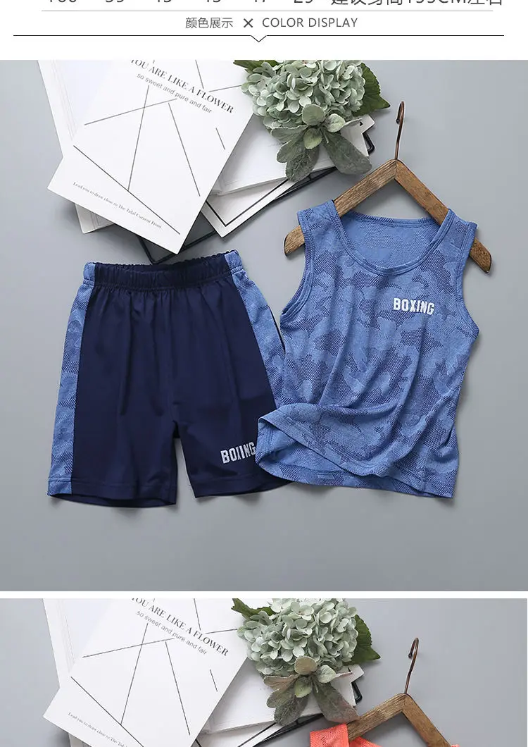 women's clothing sets	 Boys Vest Suit Summer Basketball Big Boy Quick-Drying Shorts Korean Version Children'S Mesh Sleeveless Baby Sports Handsome twin clothing sets	