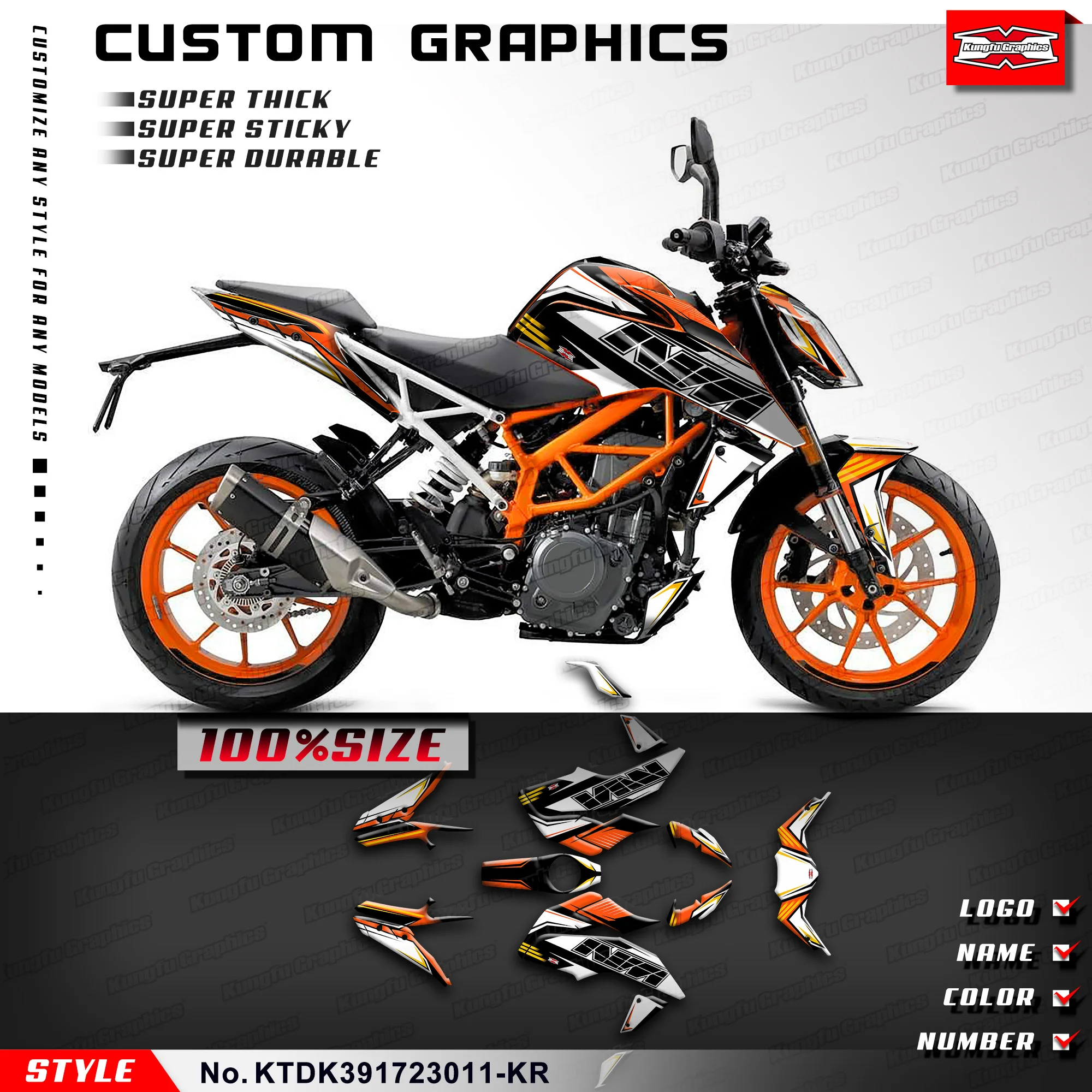

KUNGFU, графика, пользовательская наклейка, полный набор наклеек для Duke 125 200 250 390 2017 2018 2019 2020 2021, фотография