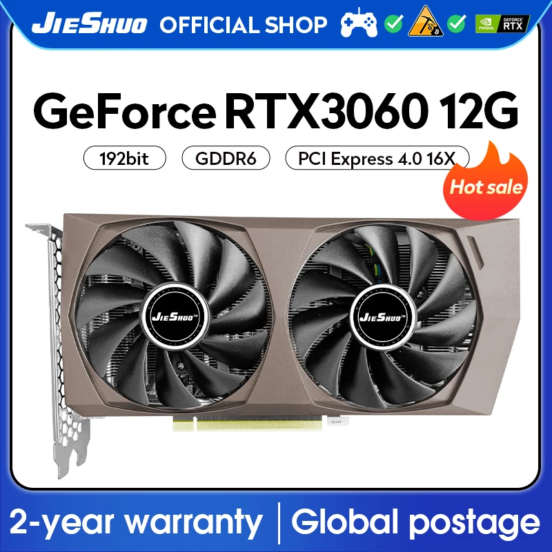 Видеокарта JIESHUO NVIDIA RTX 3060, 12 Гб, бит, GDDR6 GPU rtx3060 12 Гб, подходит для настольных компьютеров, настольных игр, Офисная видеокарта