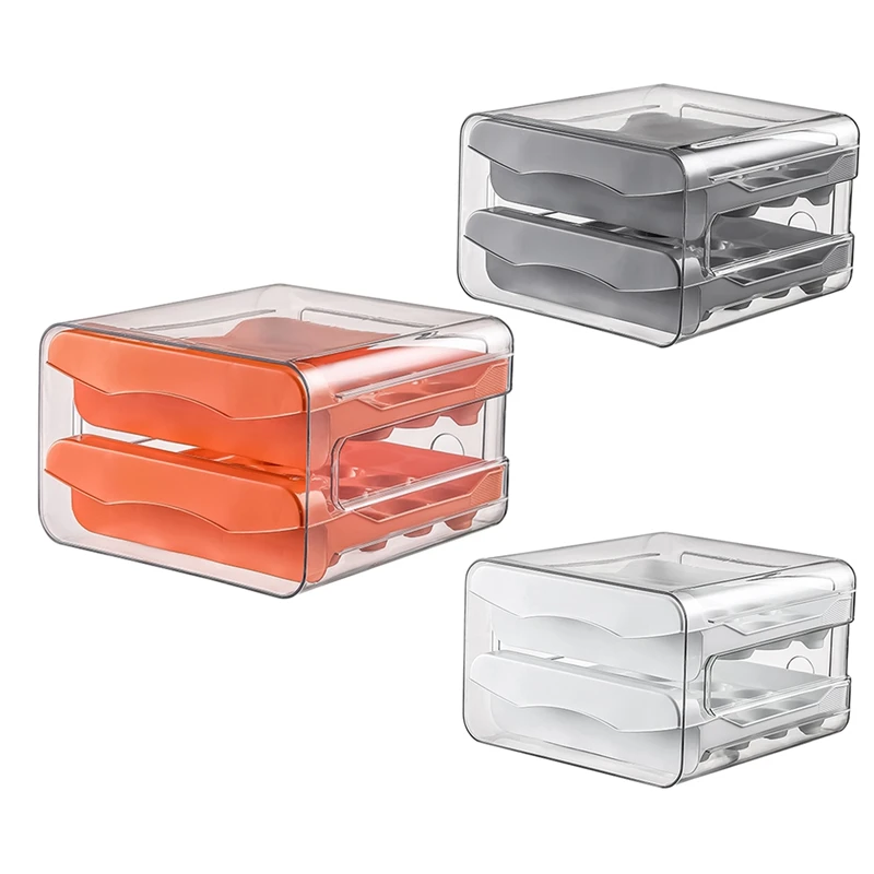 

32 Grids Egg Storage Box Refrigerator Transparent Double Drawer-Type Egg Box Container Home Kitchen Egg Holder