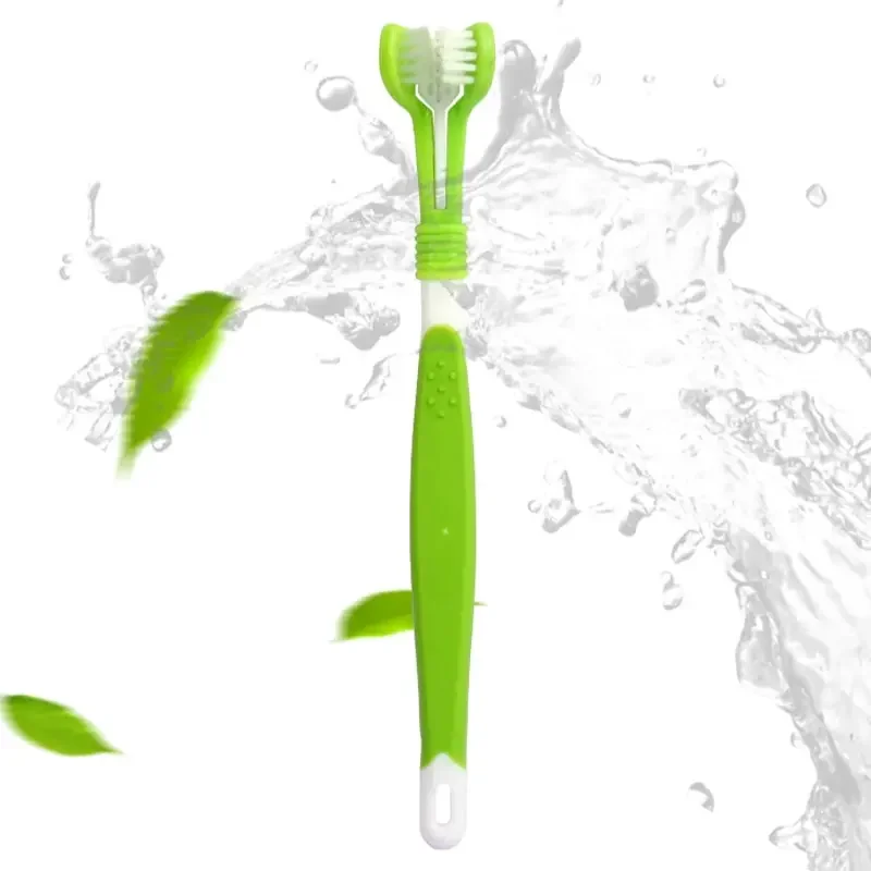 Pet Toothbrush 1Pc Pet Toothbrush Dog Cleaning Mouth Three Sided Multiangle Cleaning Tartar Teeth Health Care Tool Pet Supplies