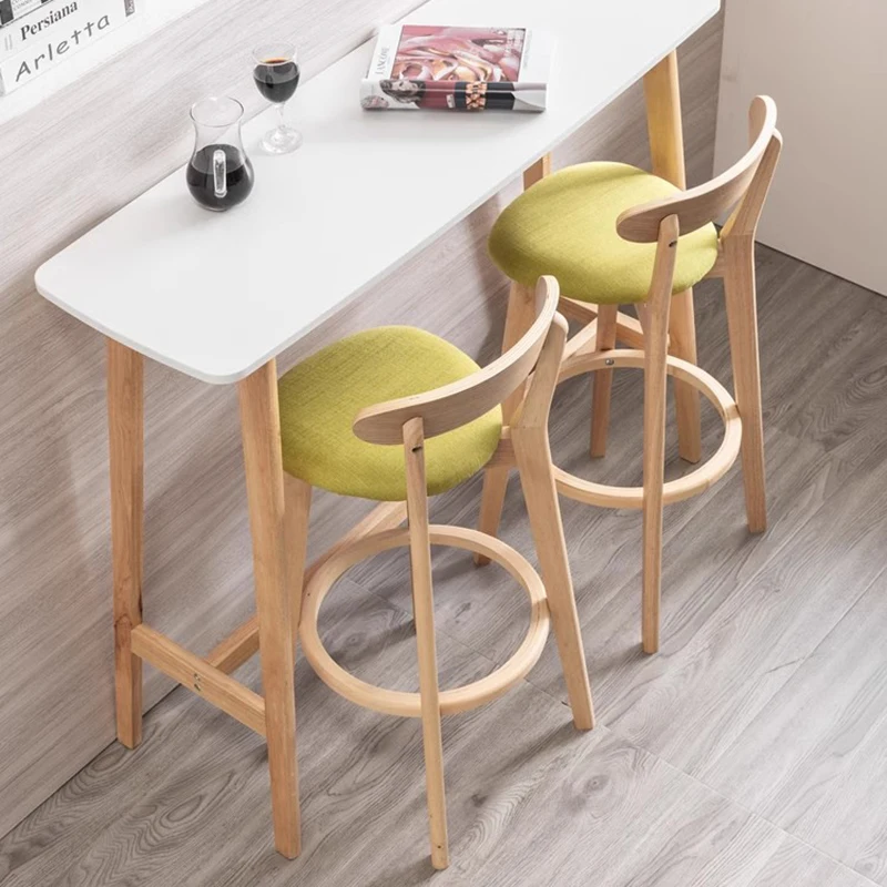 Island Cafe Bar Chair Kitchen Counter Gamer Wooden Dining Table Chair High Accent Nordic Tabourets De Bar Bar Furniture LJ50BS