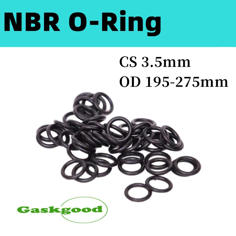 

1Pcs Black O Ring Gasket CS 3.5mm OD 195-275mm NBR Automobile Nitrile Rubber Round O Type Corrosion Oil Resistant Sealing Washer