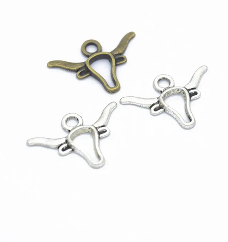 

100Pcs metal cow head Charm Antique Tibetan Silver Pendant Jewelry Products Charms Diy Pendants For Necklace 22*16mm F0190