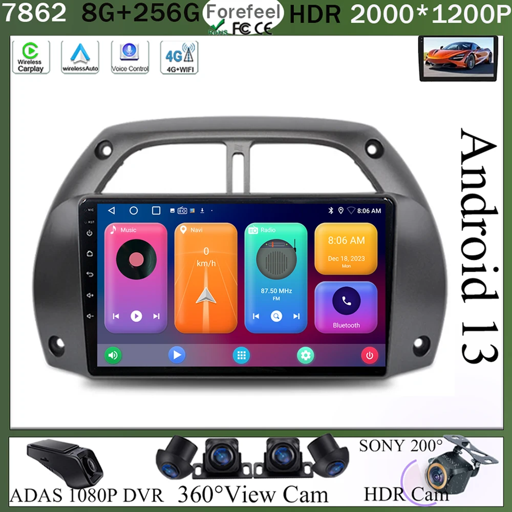 

Автомобильный Android 13 для Toyota RAV4 4 2001 - 2015 мультимедийный GPS стерео радио No 2Din DVD 4G Автомобильный WiFi плеер экран Навигация BT