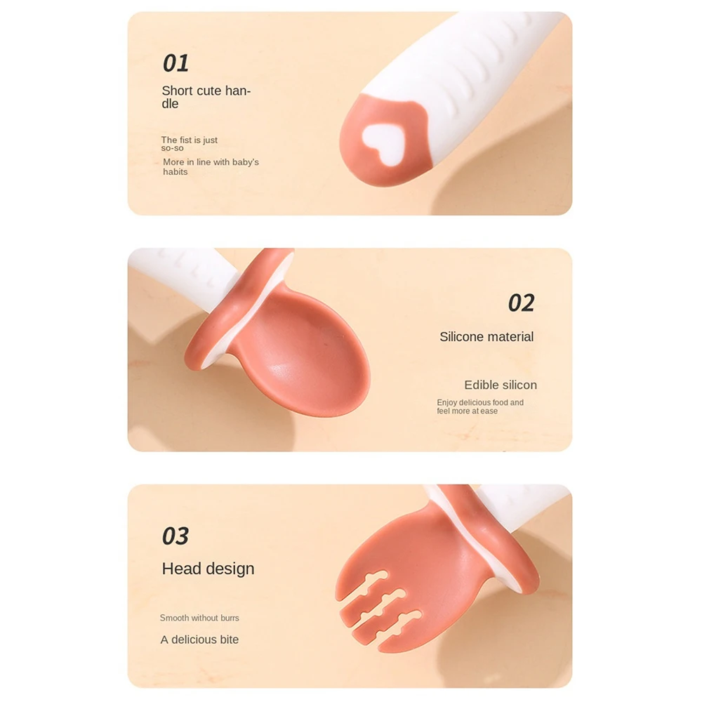 Silicone Baby Spoon Fork Set for Infant Toddler Feeding