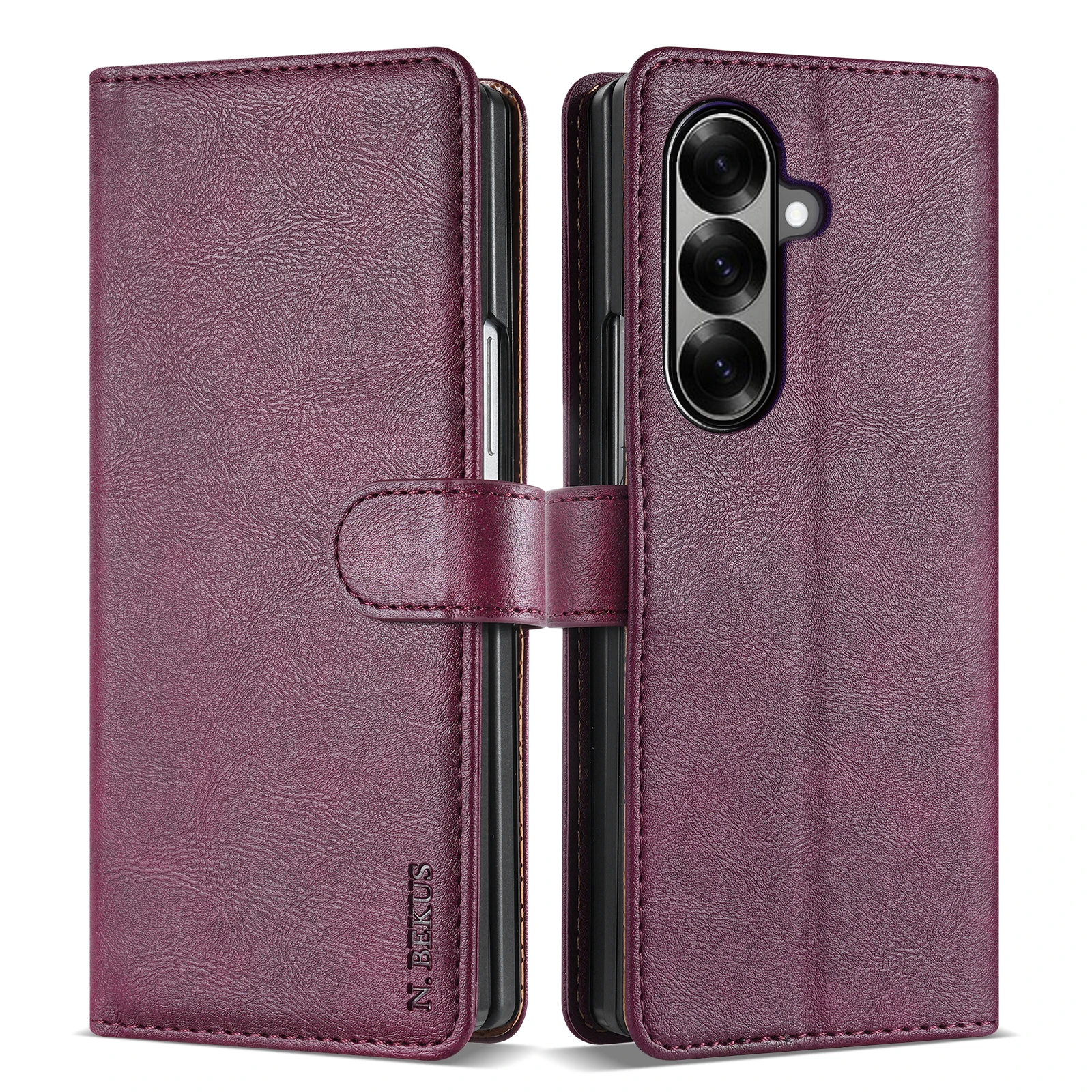 Elegant Flip Leather Wallet Case with Magnetic Closure and Card Pocket