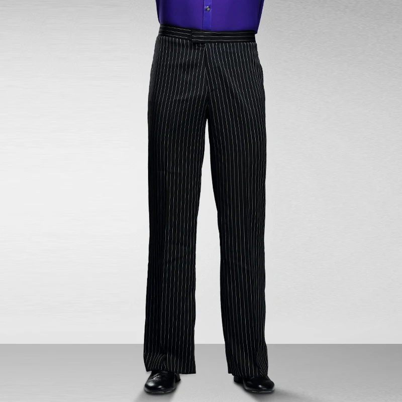 Stripe Dance Pants Men Black Pant Comfort Adult Male Standard Tango