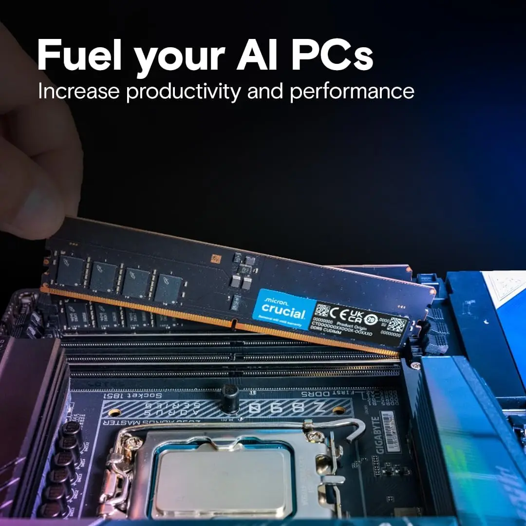크루셜 DDR5 RAM 16GB 32GB 6400MHz 메모리 데스크탑 UDIMM 288핀 게이밍 메모리 (인텔 코어 및 AMD 라이젠용)