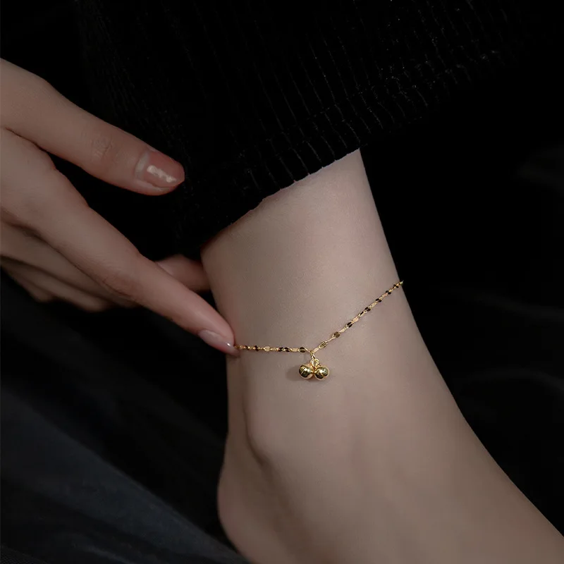 INZATT 리얼 18K 골드 벨 립 체인 패션 여성을위한 발목 귀여운 파인 쥬얼리 미니멀리스트 액세서리 여름