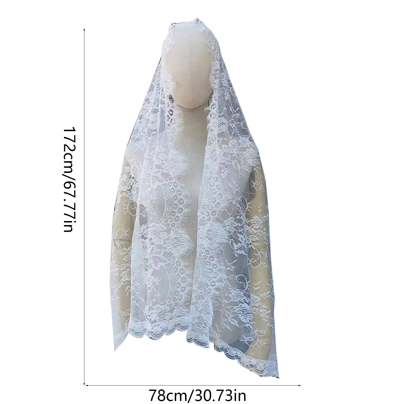 Catholic Mantilla Mass Veil Religious Ceremony Veil Embroidery Church Lace Veil for Religious Prayer 6