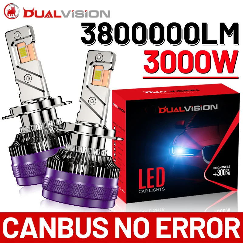 LED Headlights Dualvision 3800000LM 3000W H4 H7 H11 CANbus K5C K6C H1 H8 9005 9006 HB3 HB4 9012 HIR2 Turbo Auto FogLamp 6000K