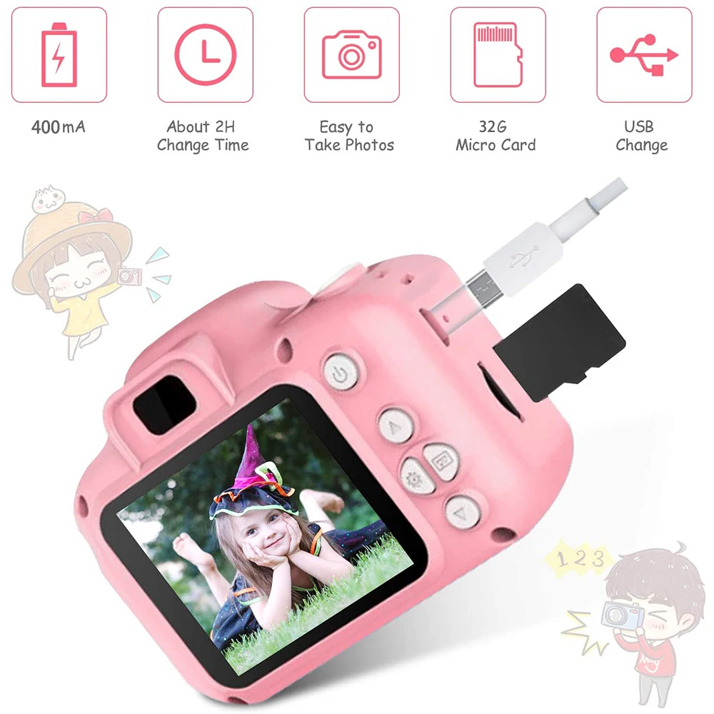 Fotocamera Per Bambini Impermeabile 1080P Hd Screen Camera Video Toy 8 Milioni Di Pixel Kids Cartoon Cute Camera Outdoor Photography Toy