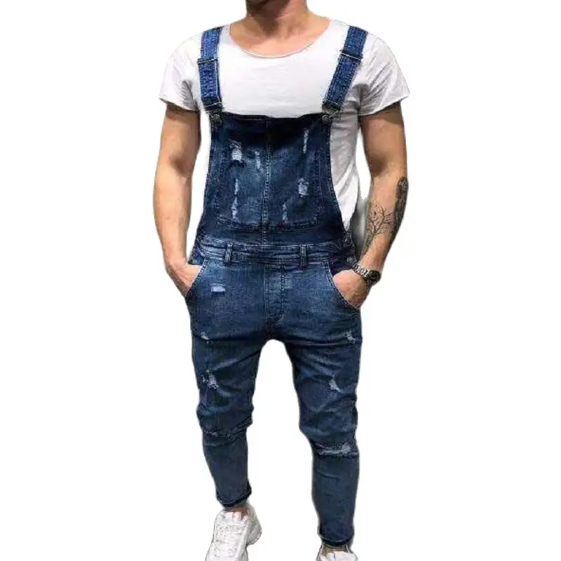 

828 New Fashion Jeans Cowboy Hole Men's Pants Suspenders
