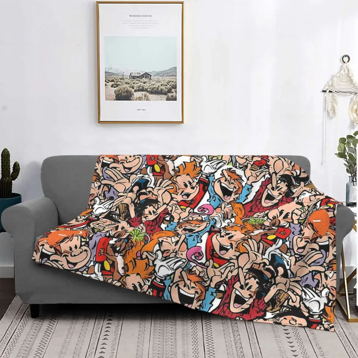 

Belgium Comic Blankets Coral Fleece Plush Decoration Bedroom Bedding Couch Bedspread