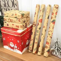 20/2pcs Vintage Christmas Gift Wrapping Paper Single-sided Kraft Bouquet Wrapping Paper for Xmas Birthday Party New Year Decor 6