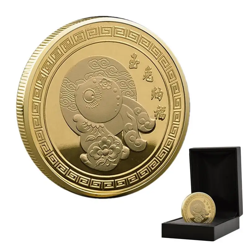 

Chinese Zodiac Gold Coin Gold Lucky Rabbit Sliver Coin For Chinese New Year Two Sides Rabbit Pattern Souvenir Coin With Blessing